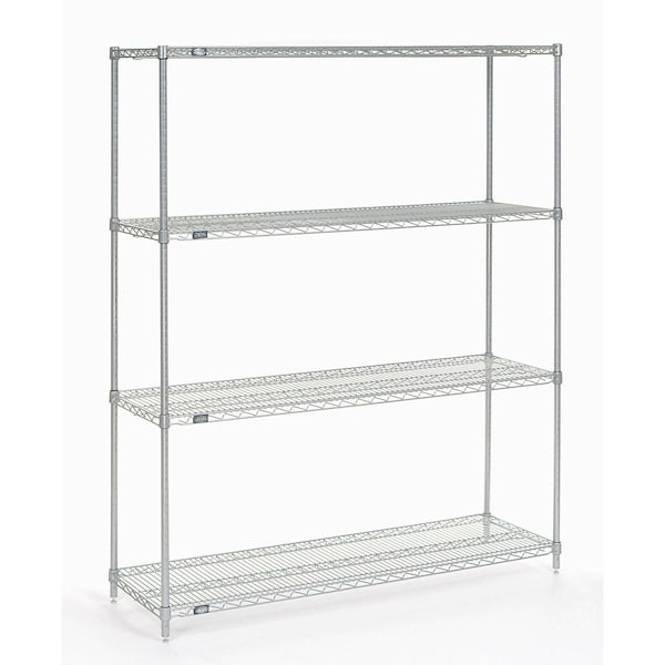 Nexel Stainless Steel Wire Shelving, 54W x 18D x 63H 18546S - main